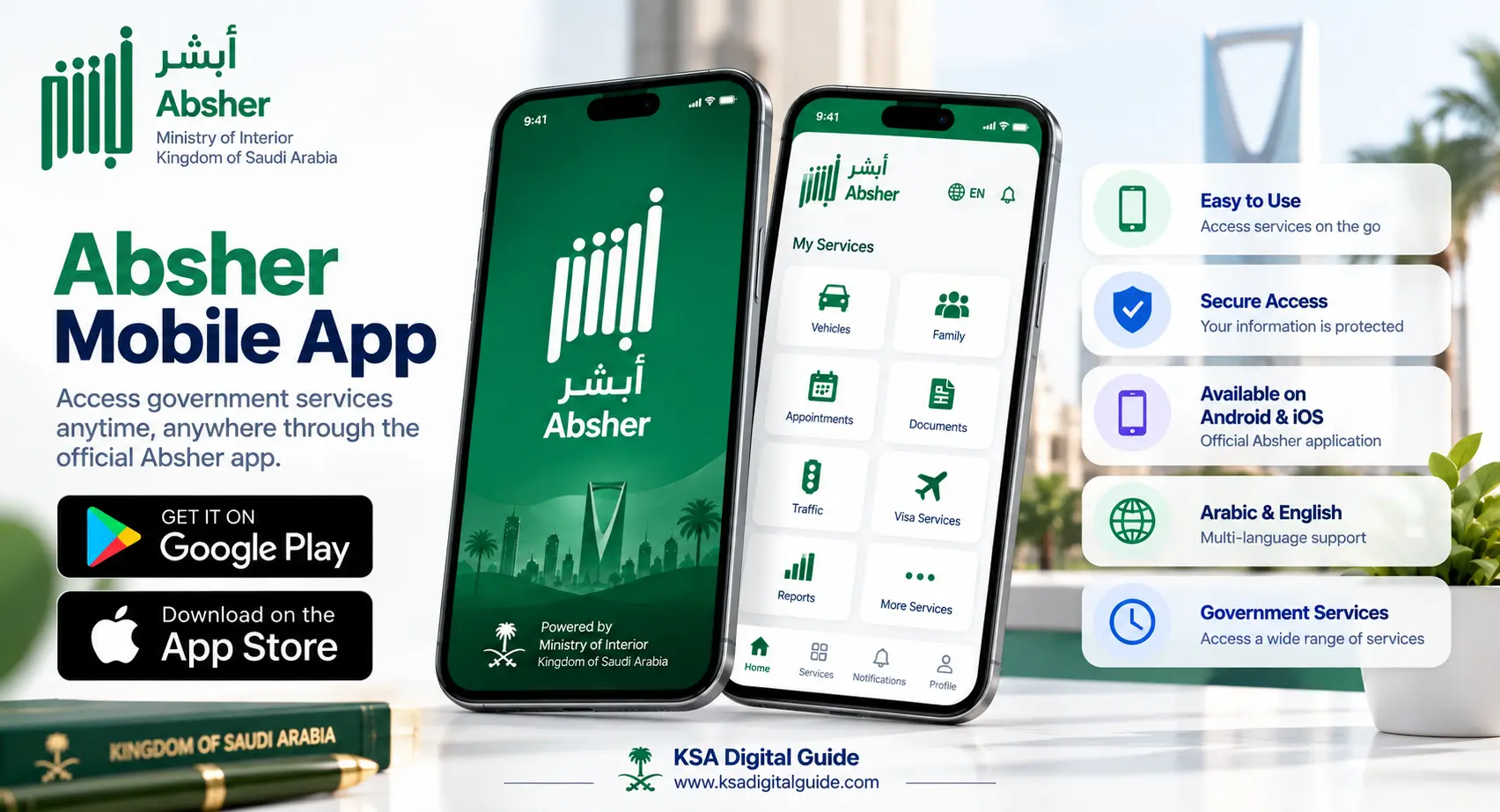 Absher mobile app and Saudi digital government services
