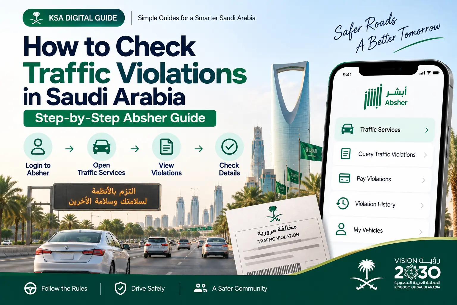 How to check traffic violations in Saudi Arabia through Absher