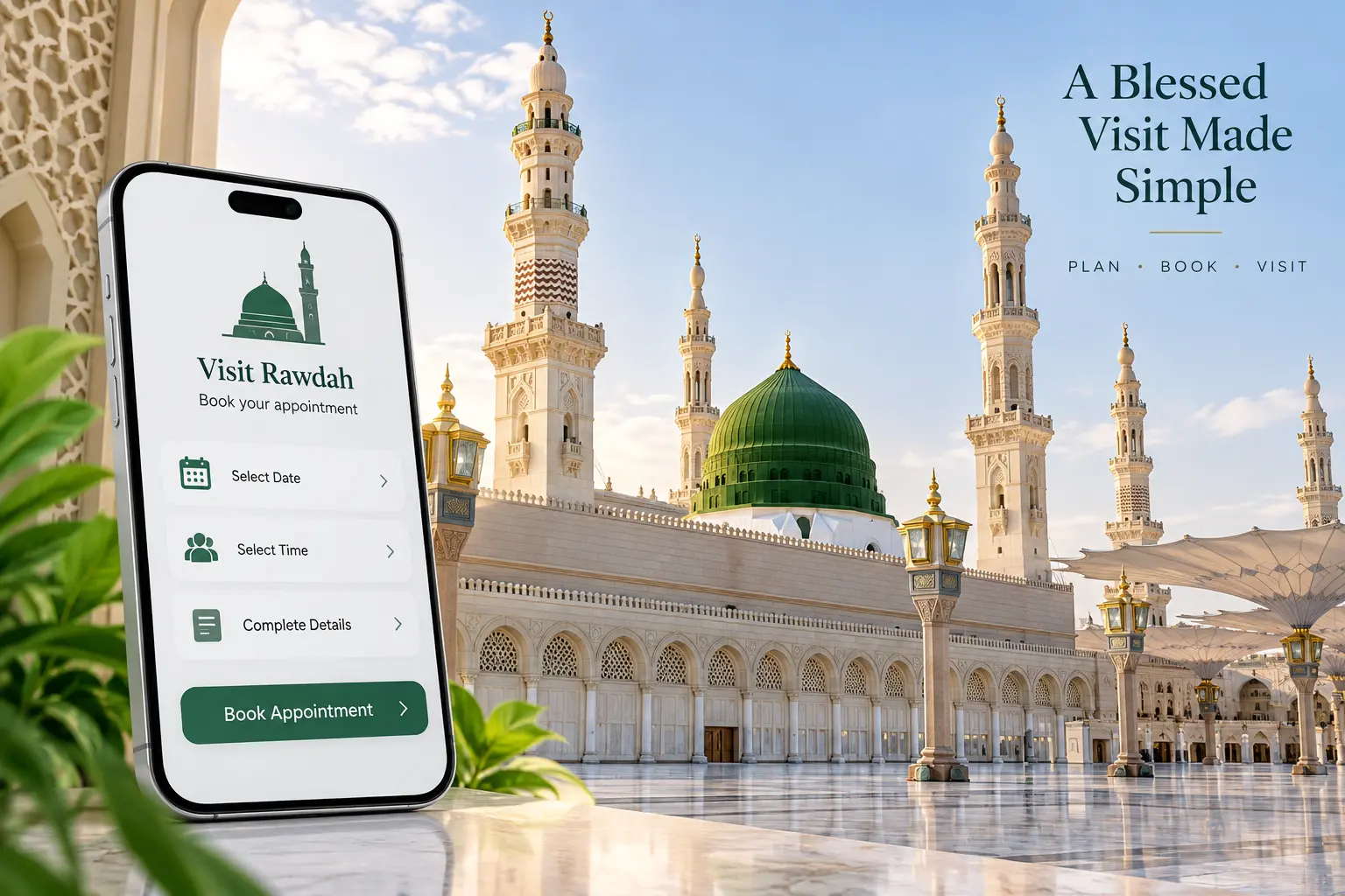 Nusuk Rawdah appointment booking at Al-Masjid an-Nabawi in Madinah